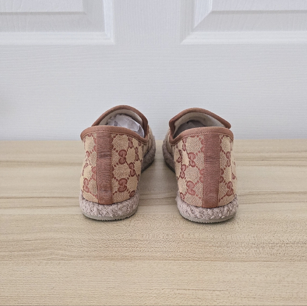 Gucci GG Fria Monogram Canvas Horsebit Espadrille Loafer Size 37 - Picture 11 of 12
